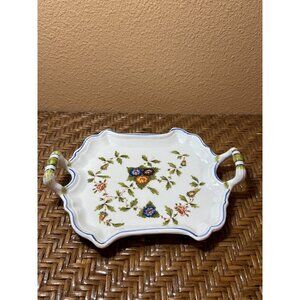 Vintage Nove Italian Ceramic Floral Tray With Handles